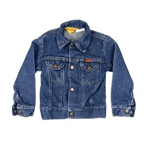 Vtg 80s Rustler Kids Denim Jacket 4T 5T USA Made Blue Trucker Western